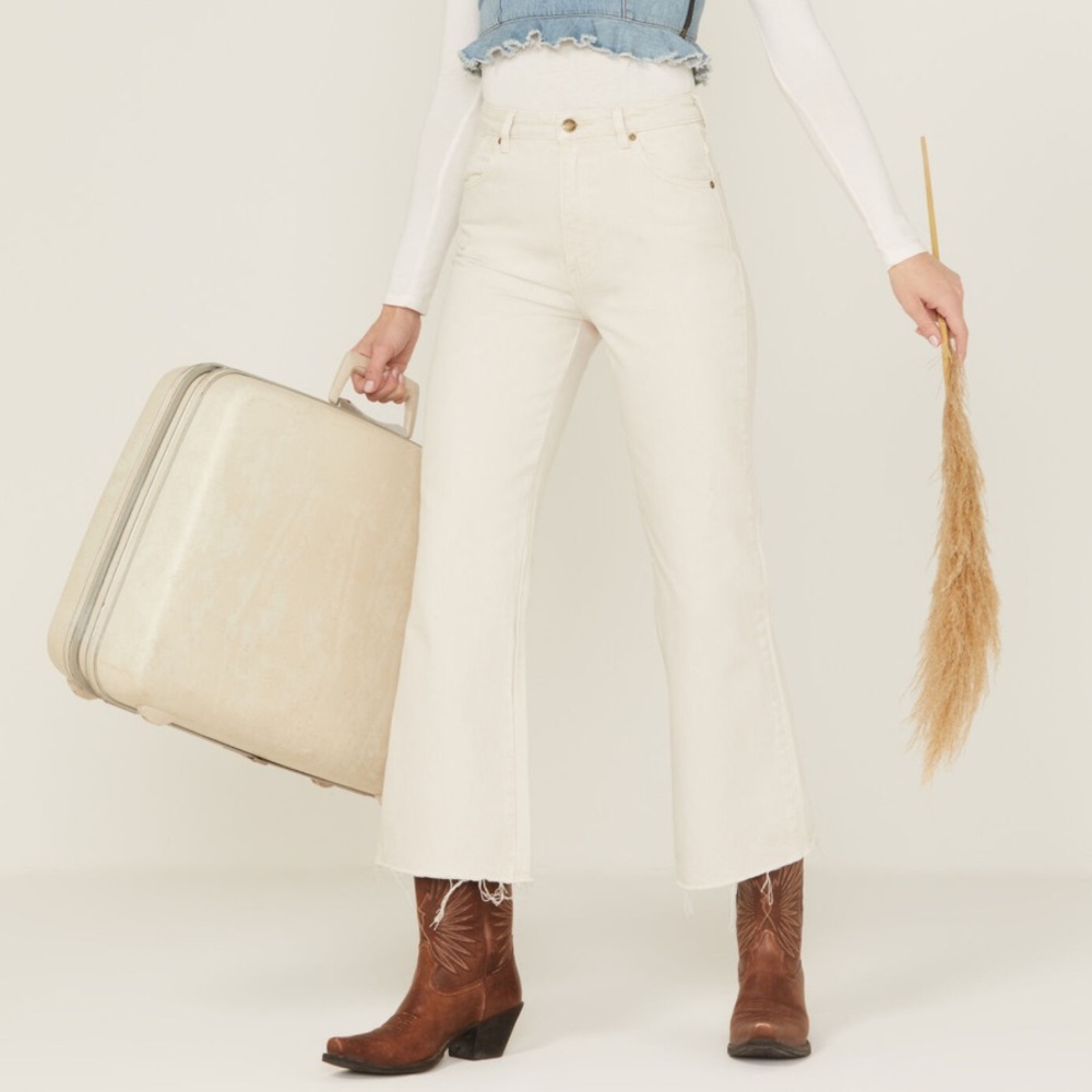 ROLLA'S High-Rise Cream Wide-Leg Jeans